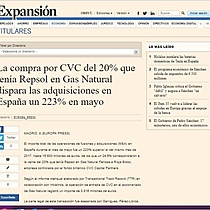 La compra por CVC del 20% que tena Repsol en Gas Natural dispara las adquisiciones en Espaa un 223% en mayo